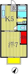 フレンドリーハウスA 1Kの間取図画像