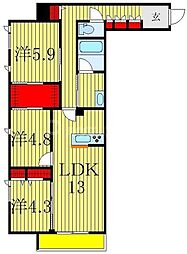 ヴェールデオトー 3LDKの間取図画像