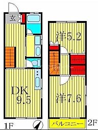 タウンハウス中忠 2DKの間取図画像