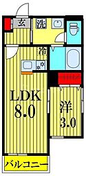 ガーデンヒルズ流山 1LDKの間取図画像