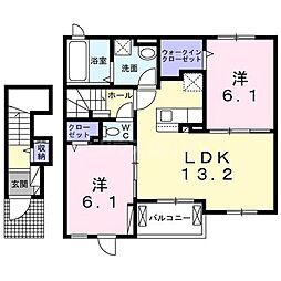 プランドール 2LDKの間取図画像