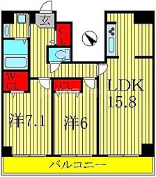 エルピス 2LDKの間取図画像