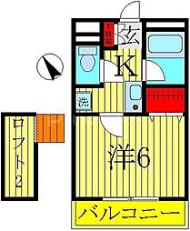 マドレーヌ南柏 1Kの間取図画像