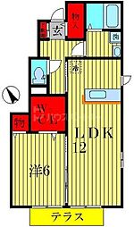 フェリーチェヴィータB 1LDKの間取図画像