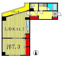 カミュー松戸北小金 1LDKの間取図画像