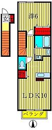バージェ・リーオ 1LDKの間取図画像