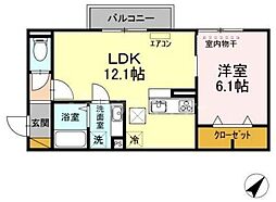 ティアラ3 1LDKの間取図画像