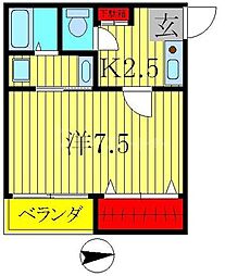 リブレア天王台 1Kの間取図画像