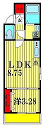 AJ南流山ファースト 1LDKの間取図画像