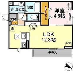 AXIS南流山 1LDKの間取図画像