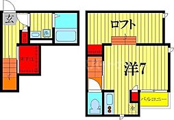 CB北柏アルバ ワンルームの間取図画像