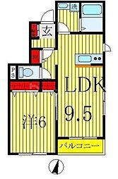 レースト明原 1LDKの間取図画像