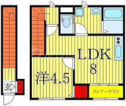 エルミタージュ2 1LDKの間取図画像