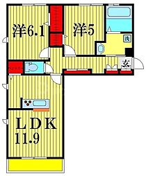 ルピナスおおたかの森 2LDKの間取図画像