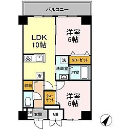 ＴＲＥ　ＬＵＣＥ横濱関内 2階2LDKの間取り