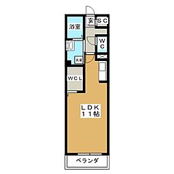 グランドウエスト横浜 1階ワンルームの間取り