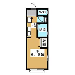 カメリアハウス ワンルームの間取図画像