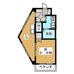 リヴレーヌ根岸 1Kの間取図画像