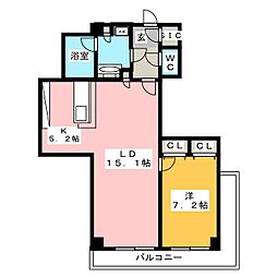 OceanTower 1LDKの間取図画像