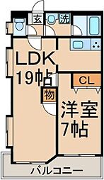 ＧＲＡＮＤ　ＳＬＡＭ青梅 2階1LDKの間取り