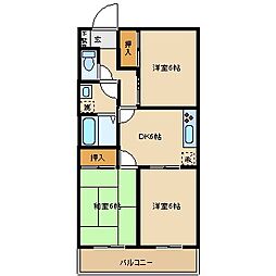 アクシス緑ケ丘 3階3DKの間取り