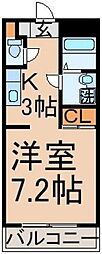 サンドリバー立川 1階1Kの間取り