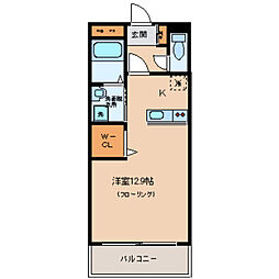 オーク・アベニュー 2階ワンルームの間取り