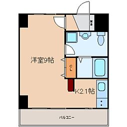 グリシーヌ響 1Kの間取図画像