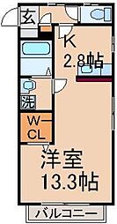 アクアハウス ワンルームの間取図画像