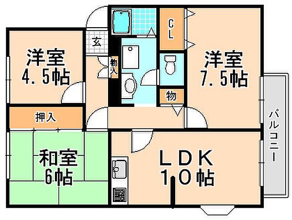 サンヴィレッジ宝塚　D棟 ｜兵庫県宝塚市安倉中5丁目(賃貸アパート3LDK・2階・67.41㎡)の写真 その2