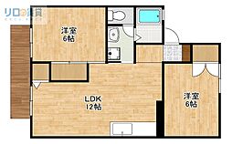 セジュール安倉A 2LDKの間取図画像