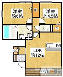 D-room加茂　A棟 1階2LDKの間取り