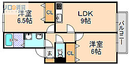 ウエストハイツ 2LDKの間取図画像
