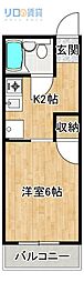 コンドミニアム美園 1Kの間取図画像