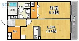 Amour北山 1LDKの間取図画像