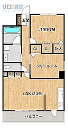 クレール美園 2LDKの間取図画像