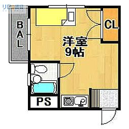 スチューデントルームバラード47 ワンルームの間取図画像