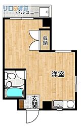 スチューデントルームバラード47 ワンルームの間取図画像