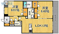 ベレオ宝塚 2LDKの間取図画像