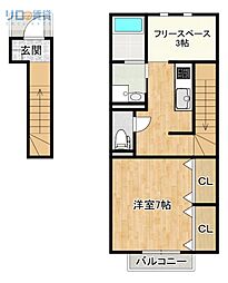 クレールブラン 1Kの間取図画像