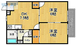 ピア月見が丘 2DKの間取図画像