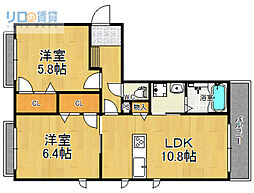 シャーメゾン口谷 2LDKの間取図画像