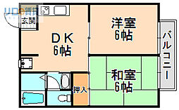 ハイツモーニンググローリー 2DKの間取図画像