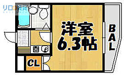 シャトー栄根2 1Kの間取図画像