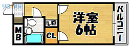 ビスタ川西1 1Kの間取図画像