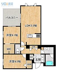CELFENA 宝塚・川面 HautDeGamme 2LDKの間取図画像