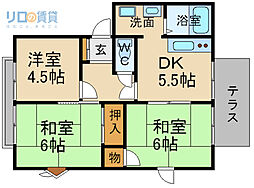 エクセレート山本南 3DKの間取図画像