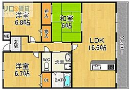 パティオ宝塚 3LDKの間取図画像