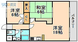 グランドメゾン昆陽 2LDKの間取図画像