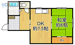 緑荘 1DKの間取図画像